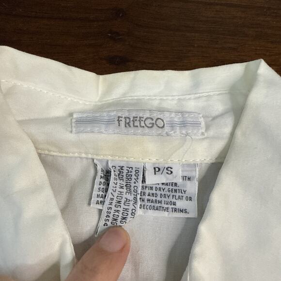 Vintage Freego Womens Small White Western Beaded Shirt Button Down Long Sleeve - Picture 3 of 5